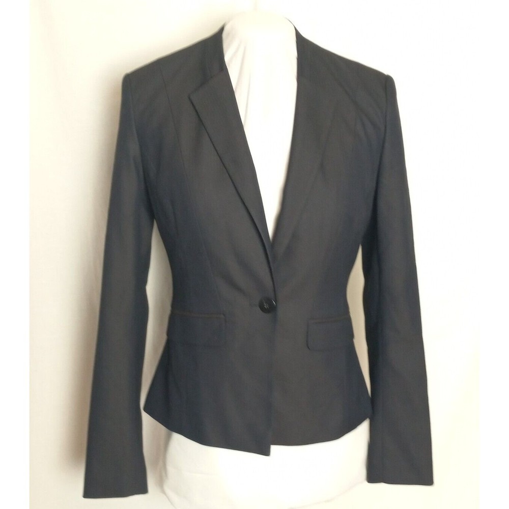 HalogenWomen's Size 4 Black/Dark Gray Career 1 Button Lined blazer/Jacket